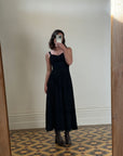 Vintage 90s Double Strap Midi Dress Black
