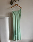 Vintage Y2K Asymmetric Chiffon Ruffle Dress Mint Green