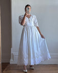 Vintage 70s Broderie Anglaise Frill Wedding Dress Ivory