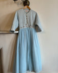 Vintage 50s Quilted Dress With Beading Baby Blue