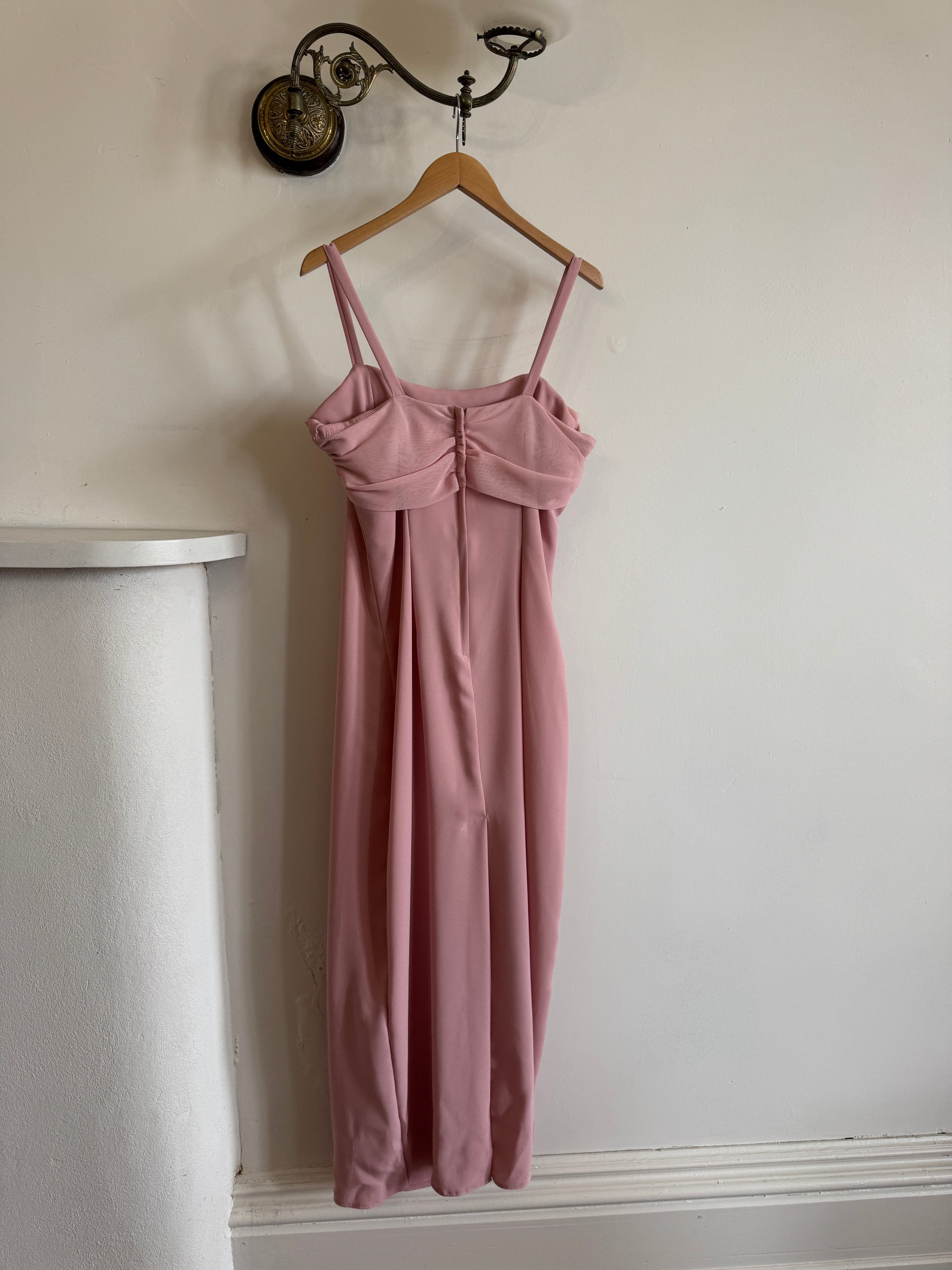 Vintage 90s Crepe Cowl Neck Slip Dress Dusty Rose