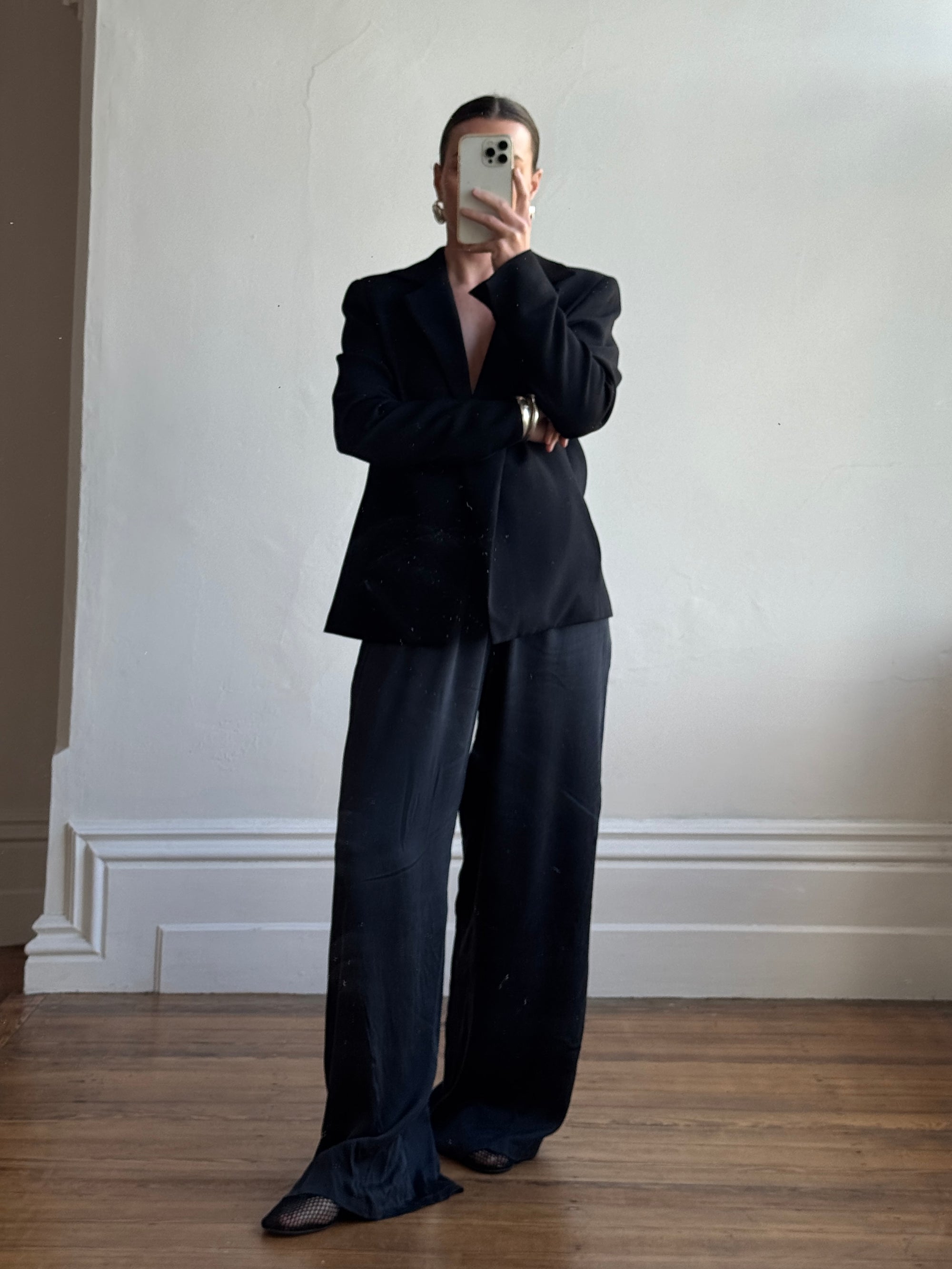 Vintage 90s Tailored Wool Blazer Noir