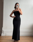Vintage 90s Black Sleeveless Column Maxi Dress