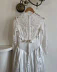 Vintage 50s Reworked Lace Long Sleeve Satin Wedding Gown With Bow