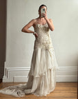 Vintage 90s Pure Silk Couture Origami Wedding Dress