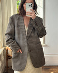 Vintage Brown and Navy Wool Plaid Blazer
