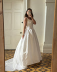 Vintage 90s Satin Princess Cut Wedding Dress