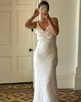 Vintage 90s Crinkle Bias Cut Wedding Dress