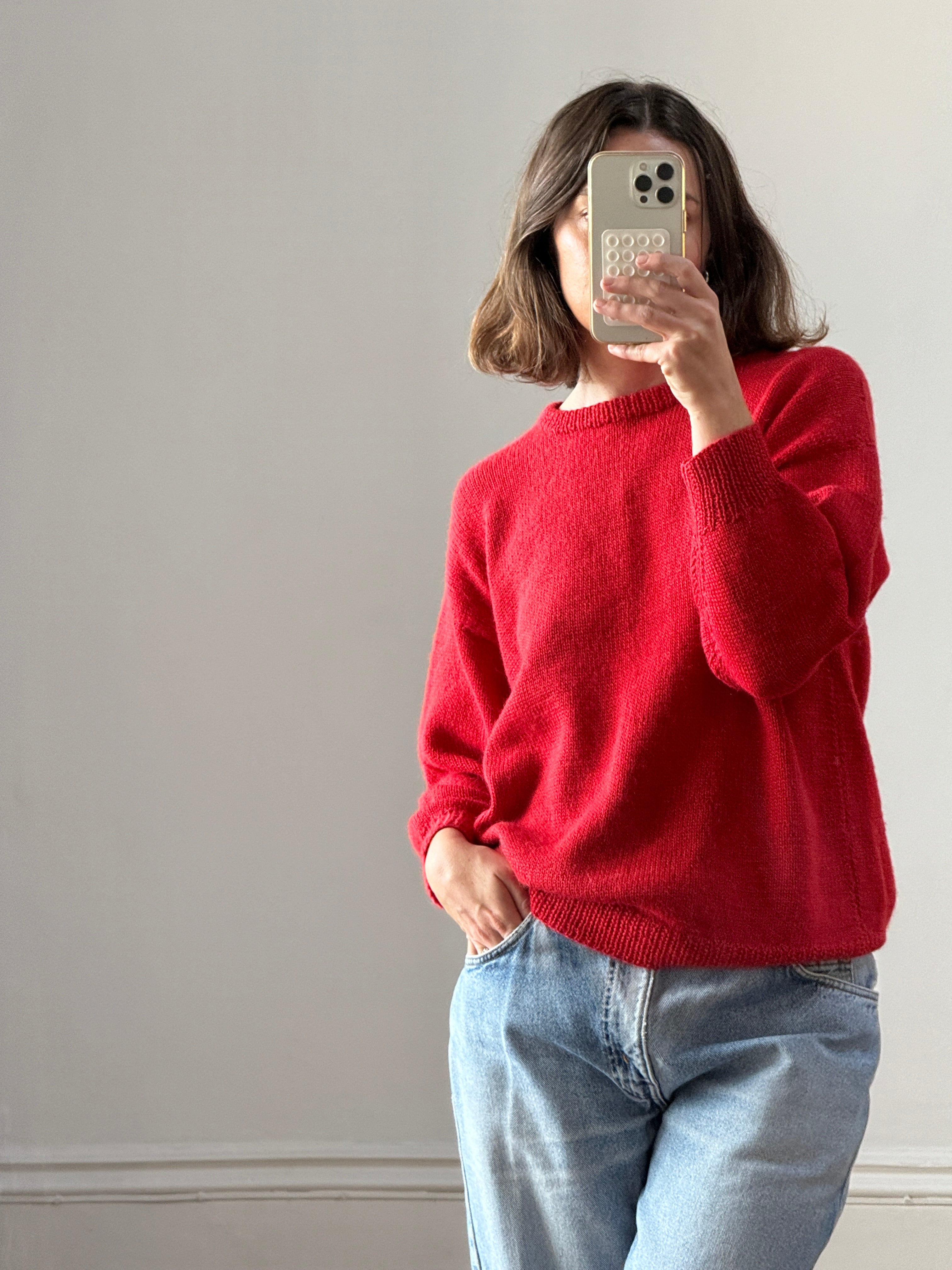 Vintage Red Wool Crew Jumper