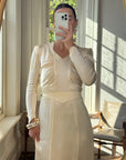 Vintage 40s Liquid Satin Classic Bridal Midi With Bows