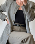 Vintage 80s Worsted Wool High Waist Suit Pant Olive Grey