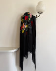 Vintage Embroidered Large Spanish Flamenco Scarf Noir