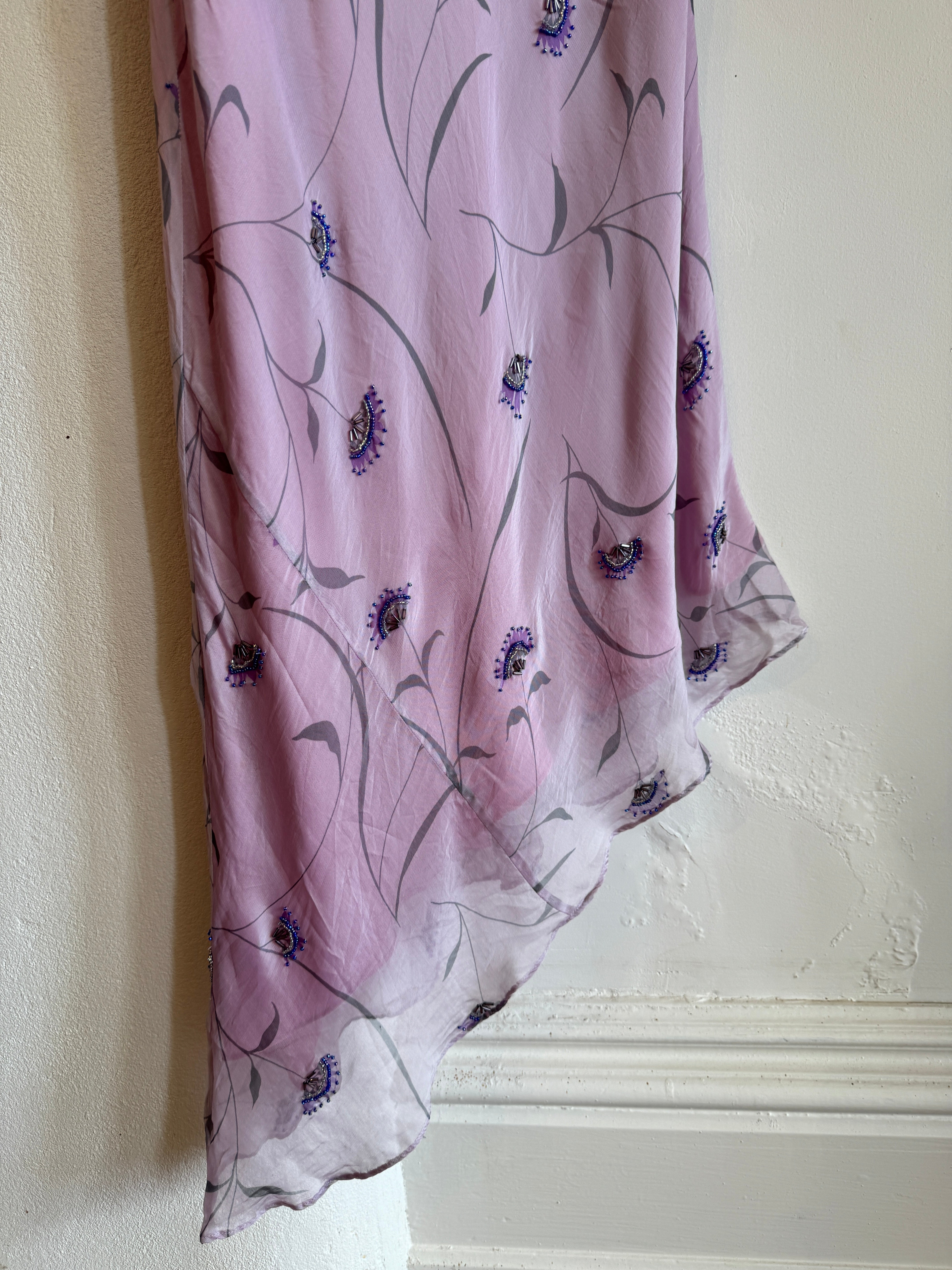 Vintage 90s Lilac Silk Blend Asymmetrical Party Dress