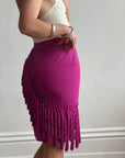 Vintage 80s Gianni Versace Couture Tassel Skirt Fuschia