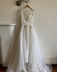 Vintage 80s Pearl Embellished Chiffon Princess Wedding Dress