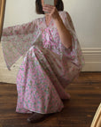 Vintage 70s Fairy Flower Garden Maxi Dress Pink