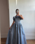 Vintage 80s Taffeta Gown Duck Egg Blue