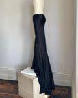 Vintage 90s Pure Silk Fishtail Skirt With Train Noir