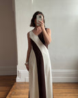 Vintage 60s Chocolate Swirl Jersey Maxi Dress