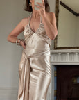 Vintage Y2K Champagne Satin Multiwear Prom Dress