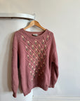 Vintage Chunky Wool Daisy Knit Dusty Pink