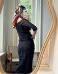 Vintage 90s Mesh Smocked Two Piece Set noir