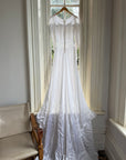 Vintage 40s Liquid Silk Satin Sheer Lace Wedding Gown