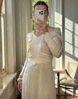 Vintage 40s Liquid Satin Classic Bridal Midi With Bows