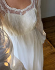 Vintage 60s Poet Sleeve Chiffon Wedding Gown