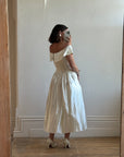 Vintage 80s Satin Tea Length Wedding Dress