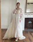 Vintage 60s 3D Creme Floral Applique Wedding Dress