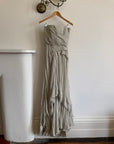 Archival Y2K J Mendel Pure Silk Beaded Wedding Dress Pale Grey