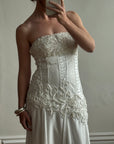 Vintage 90s Embroidered Strapless Fairy Wedding Gown