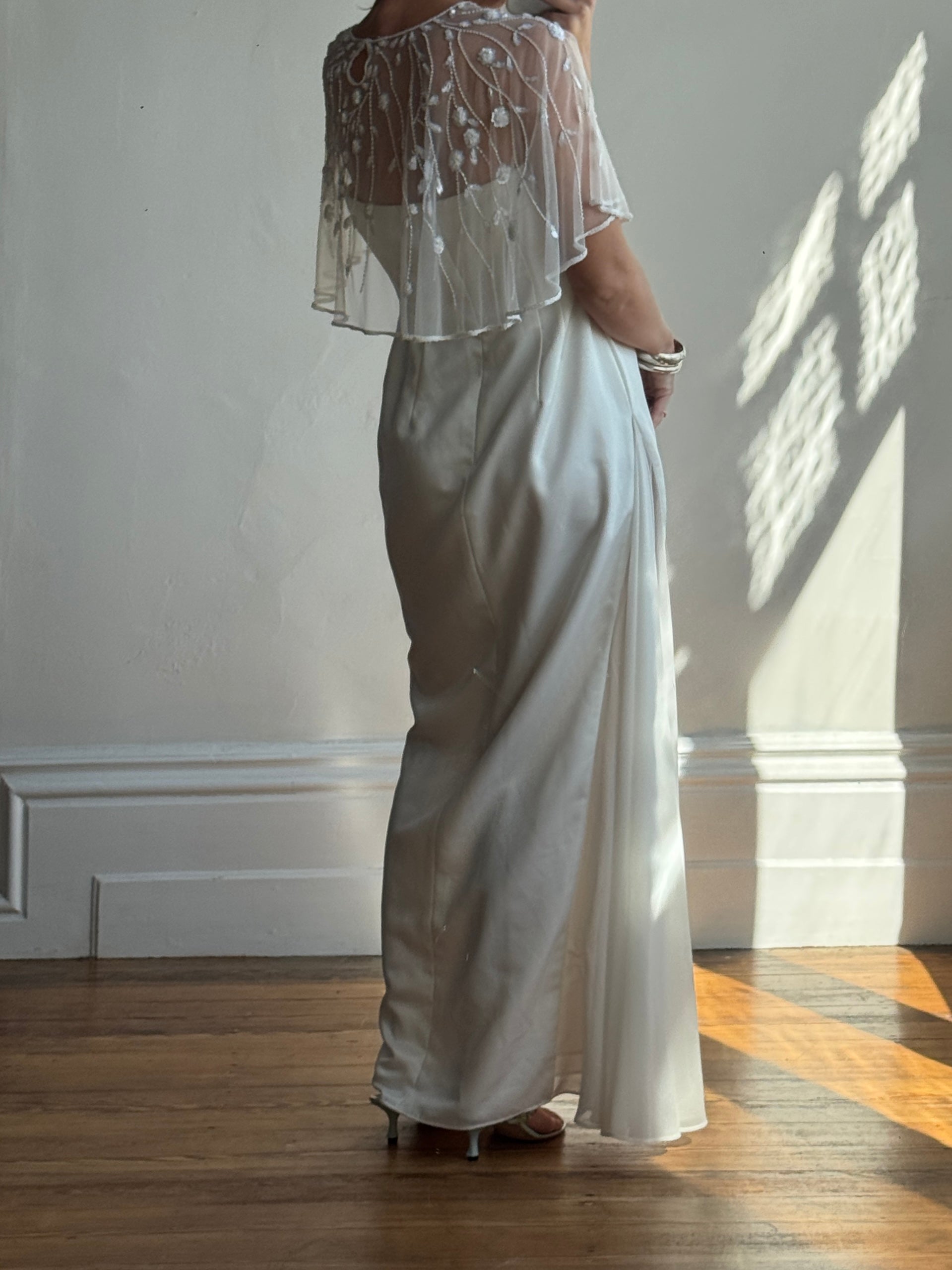 Vintage Y2K Vine Beaded Bridal Cape