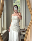 Vintage 90s Embroidered Strapless Fairy Wedding Gown
