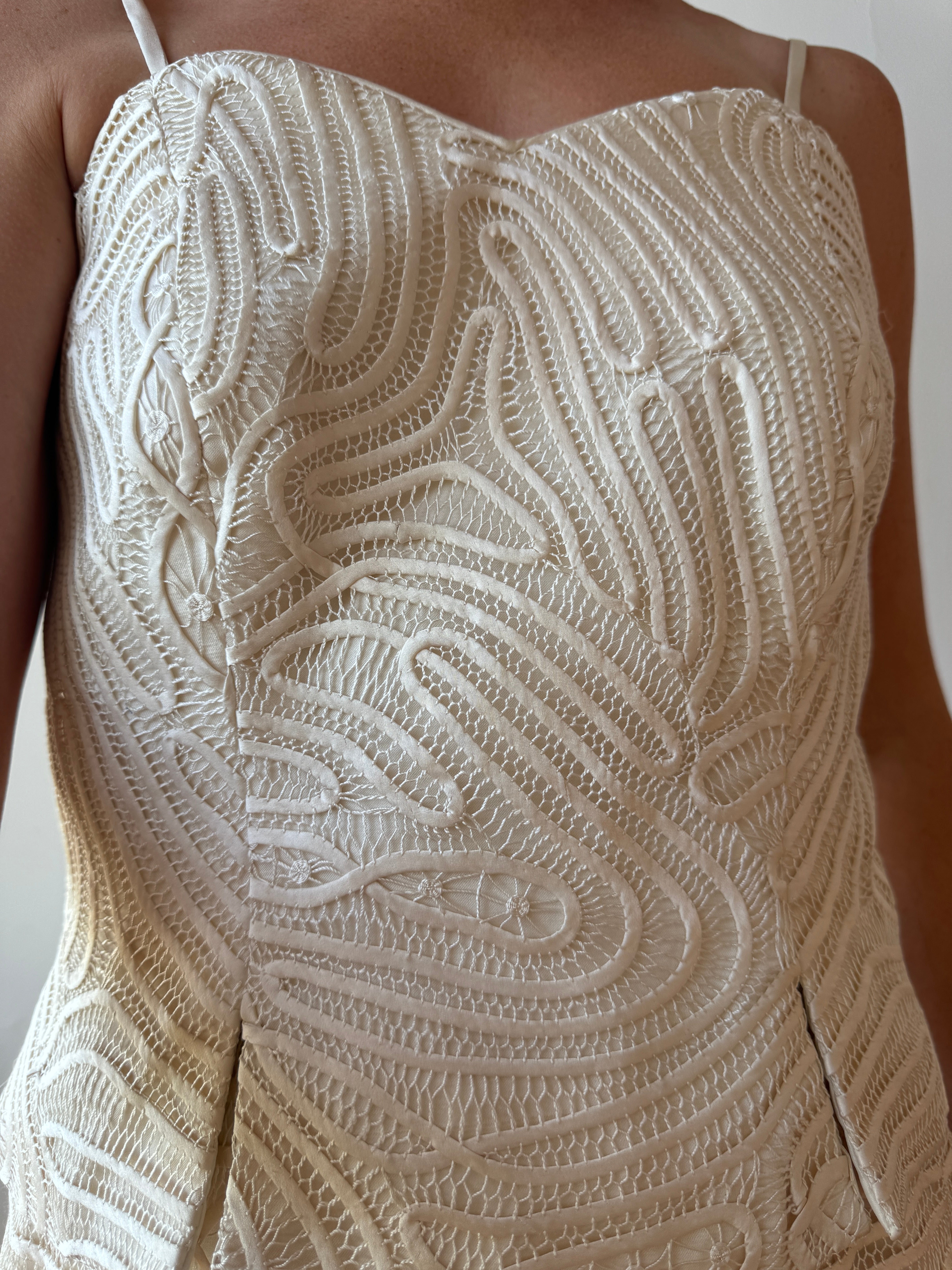 Vintage 90s Pure Silk Guipure Lace 2-Piece Bridal Set