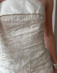 Vintage 90s Pure Silk Jacquard Strapless Bridal Midi