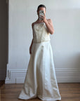 Vintage 90s Italian Bridal Fairy Tulle Embroidered Bustier and Satin Skirt