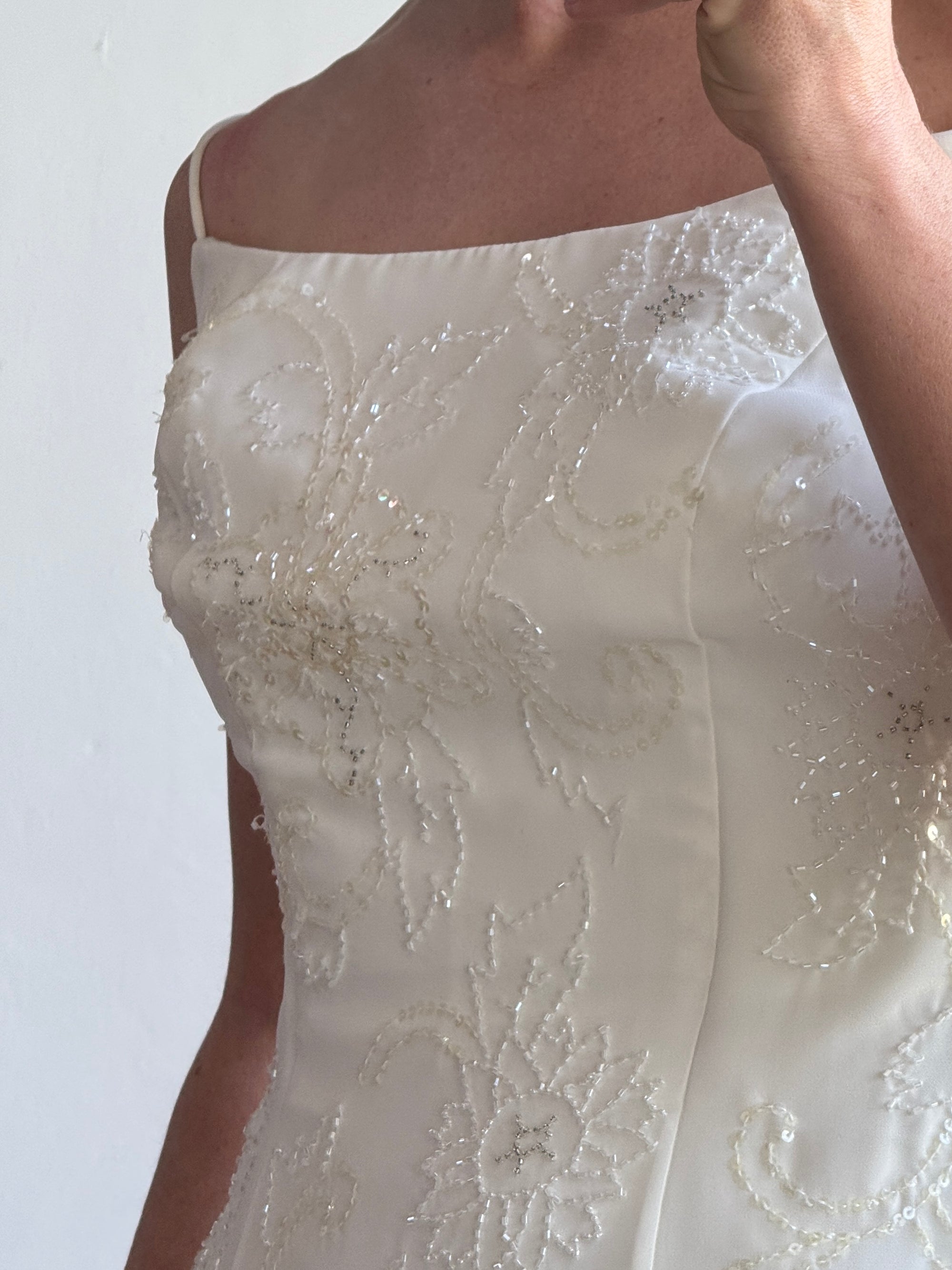 Vintage Y2K Slinky Beaded Wedding Slip Dress