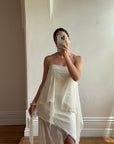 Vintage Y2K Strapless Pure Silk Fairy Dress Creme