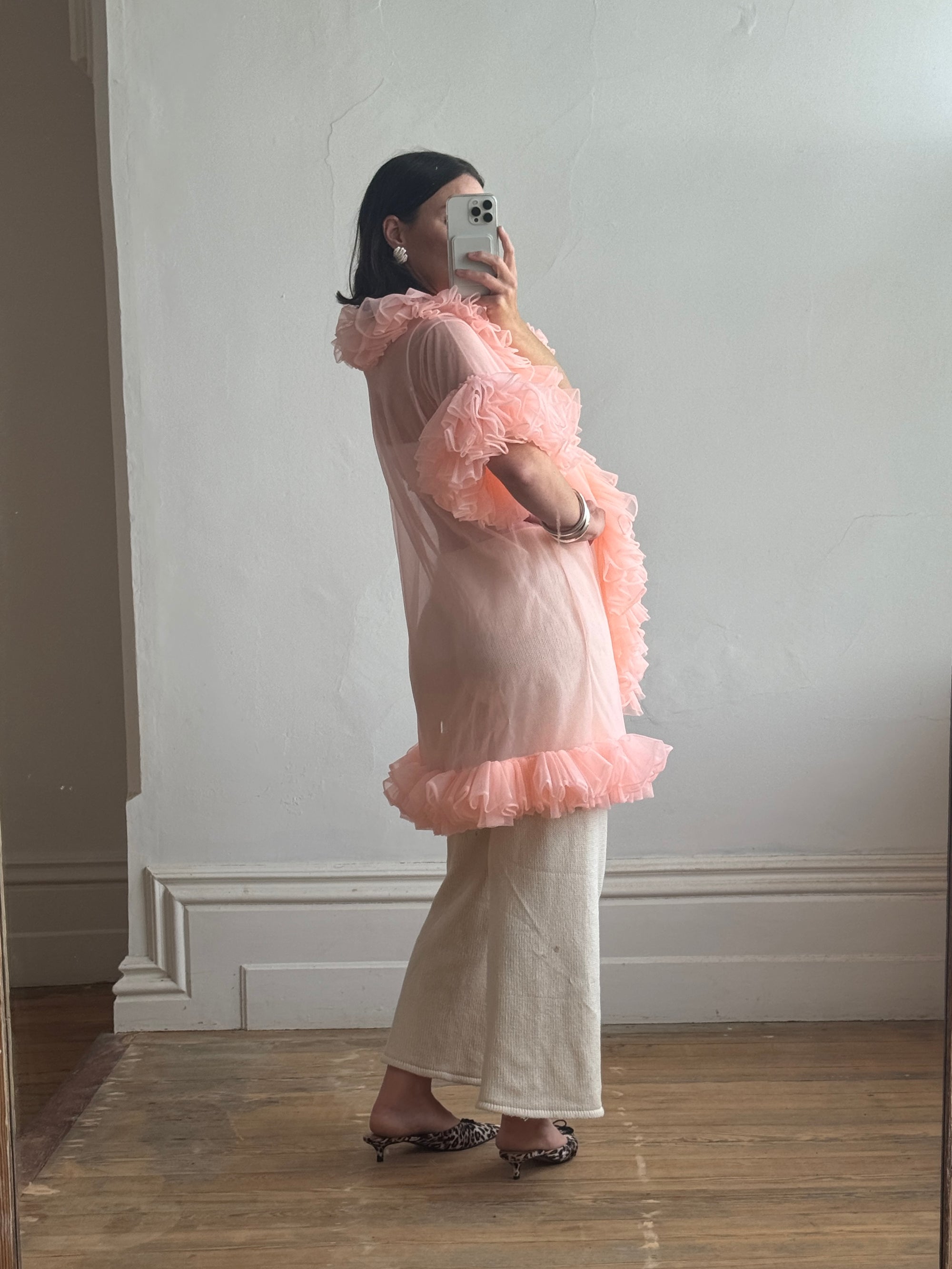 Vintage 50s Ruffled Cape Peach