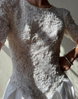 Vintage 80s Rope Embroidered Taffeta Wedding Gown
