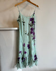 Vintage 90s Pure Silk Floral Mint Fairy Dress