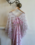 Vintage 70s Fairy Flower Garden Maxi Dress Pink