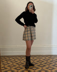Vintage Burberry Tartan Mini Skirt With Buckle