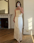 Vintage 90s Ruched Satin Two Piece Bridal Set Champagne