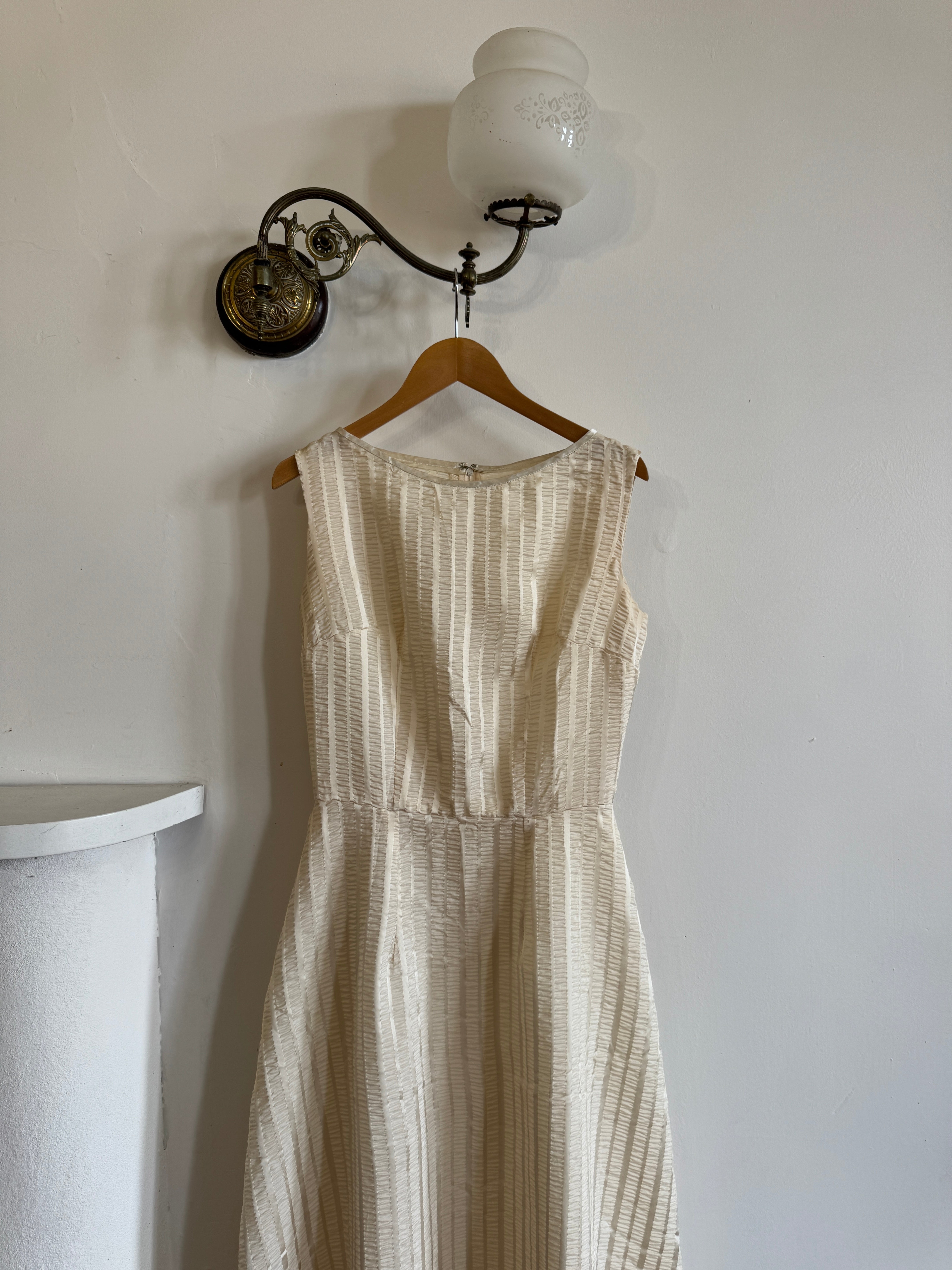 Vintage 60s Crinkle Classic Dress Creme
