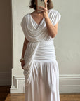 Vintage 80s Draped Jersey Australian Made Wedding Dress White