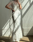 Vintage 90s Net Cowl Neck Mermaid Wedding Dress