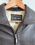 Vintage 90s Brown Leather Zip Front Oversized Jacket